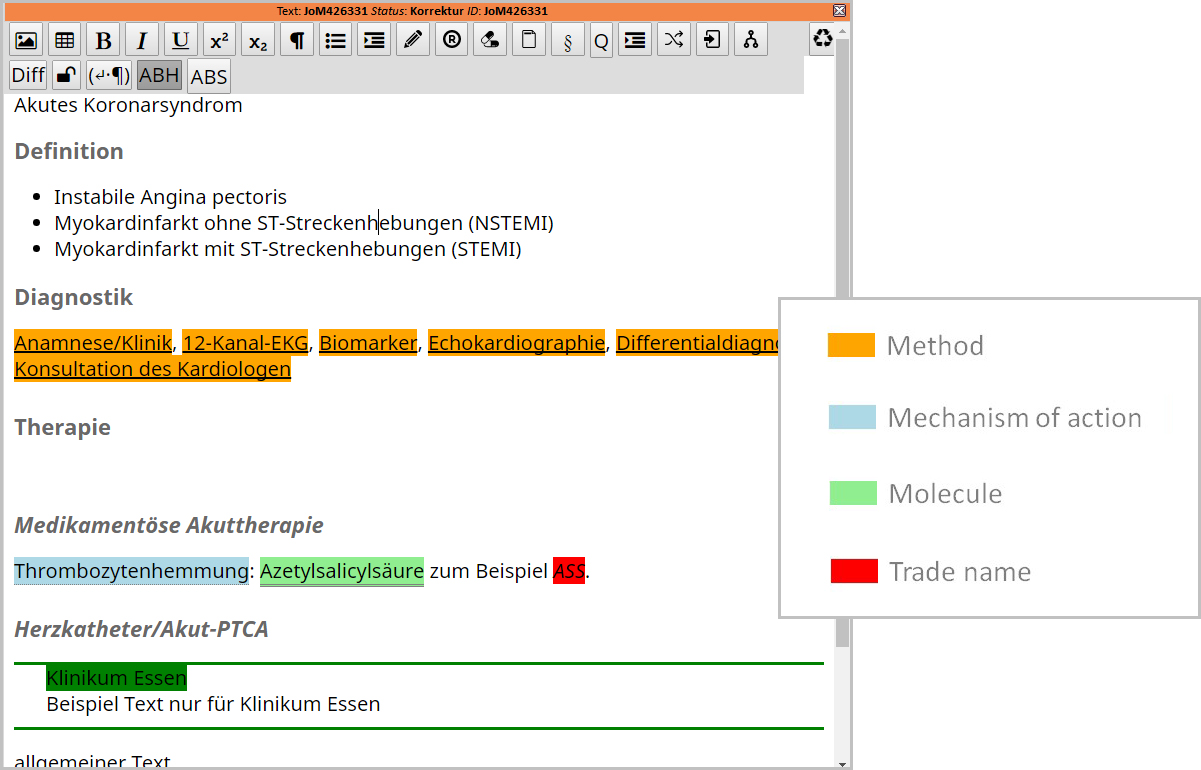 Screenshot from klar:suite showing how integrated terminologies, thesauri and ontologies can be visualized, extended and changed at any time.